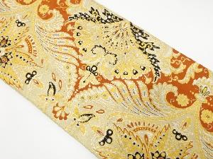 アンティーク　抽象花唐草模様織り出し袋帯（材料）